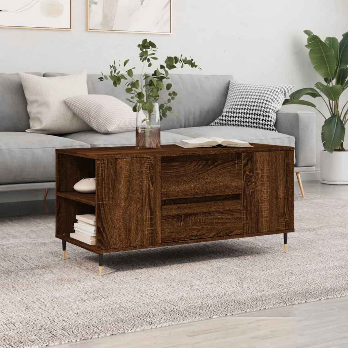 COUCHTISCH Braun Eichen-Optik 102x44,5x50 cm Holzwerkstoff - Braun, Holzwerkstoff (102/44.5/50cm) - furnicato