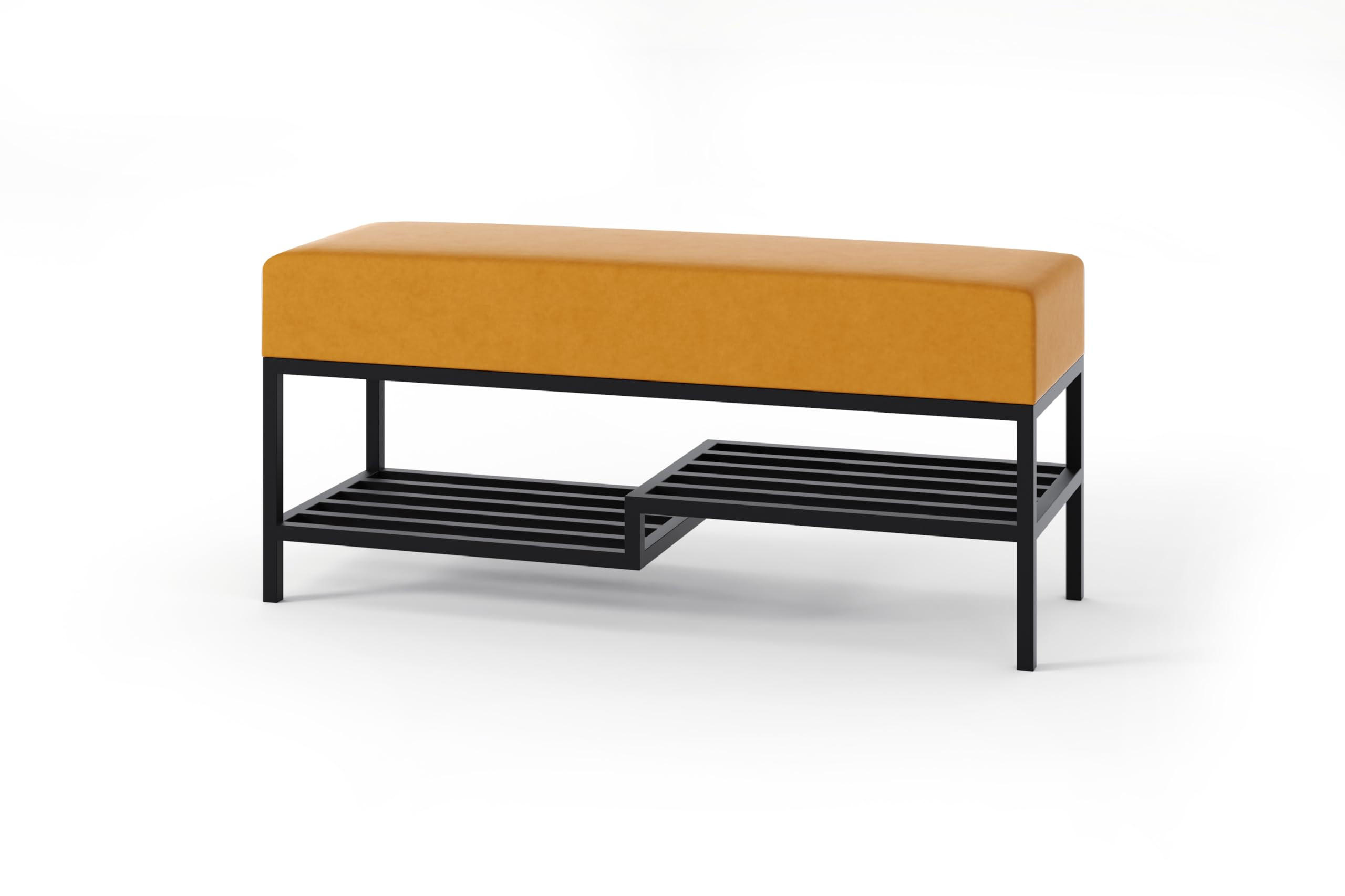 SITZBANK Loft 100 × 45 cm Schwarz/Gelb - Dunkelgelb/Schwarz, Metall (100/45/35cm) - Design Möbel