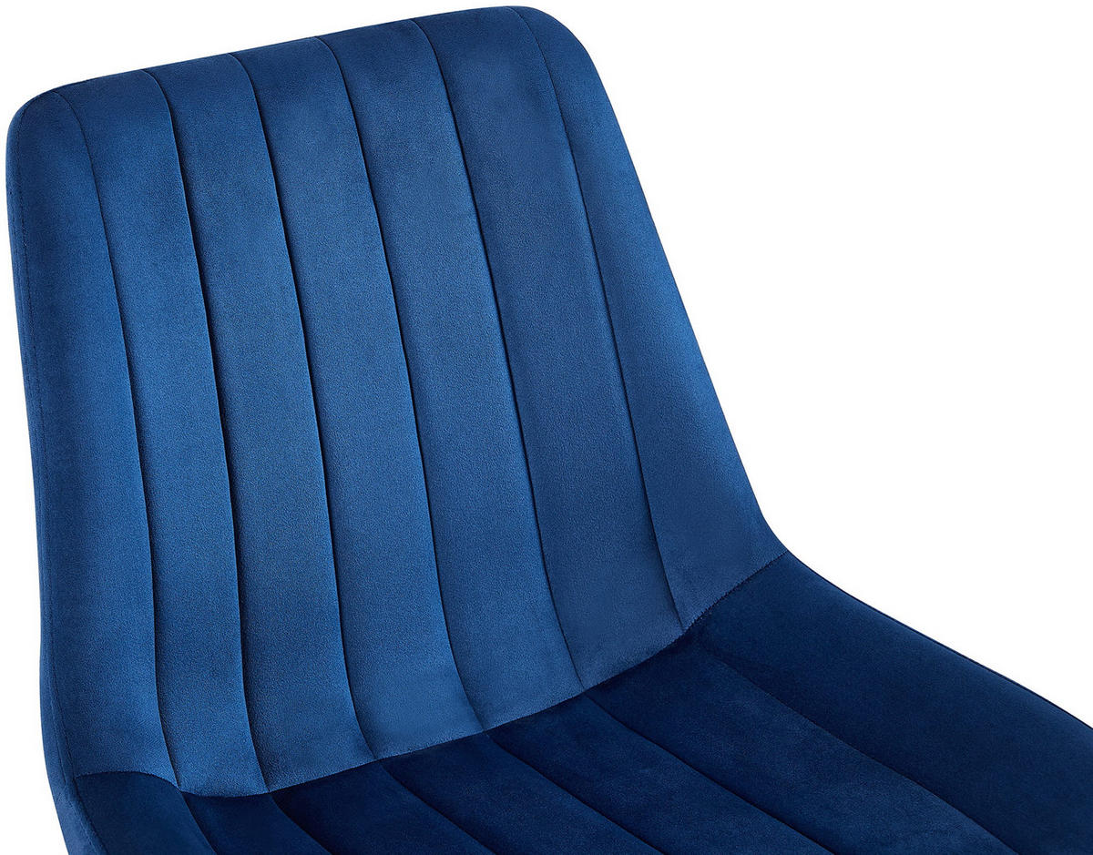 STUHL Samt blau - Blau/Schwarz, Textil/Metall (46/82/61cm) - CLP