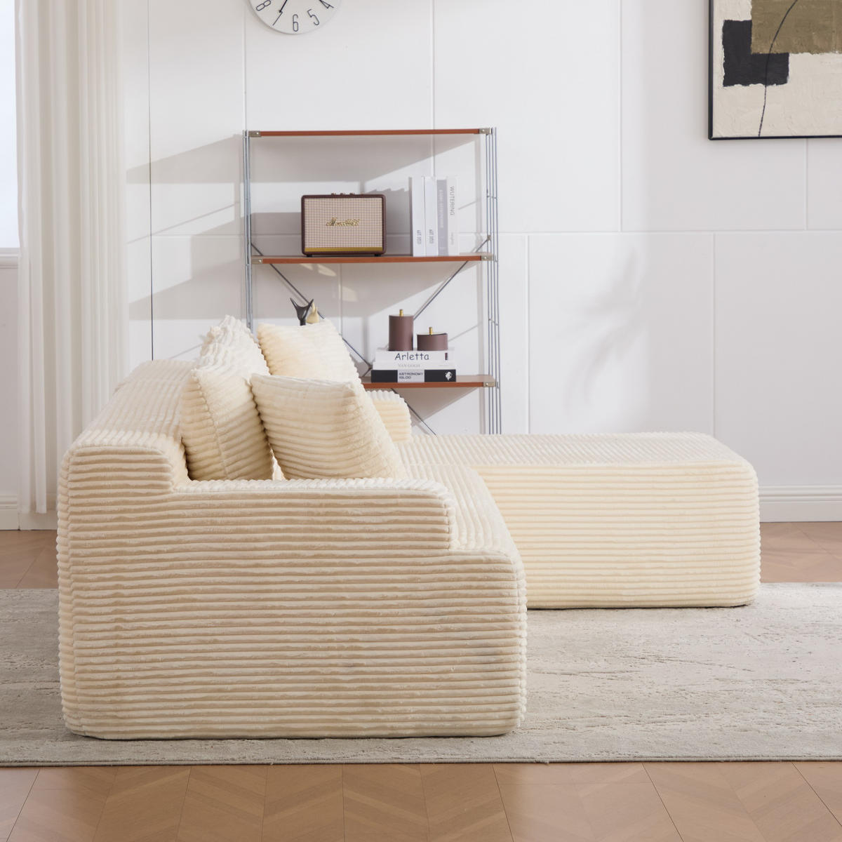 ECKSOFA 272/174/74.5 cm Elfenbein mit rutschfestem Boden - Ecru, Textil (174/74.5/272cm) - Oxeza