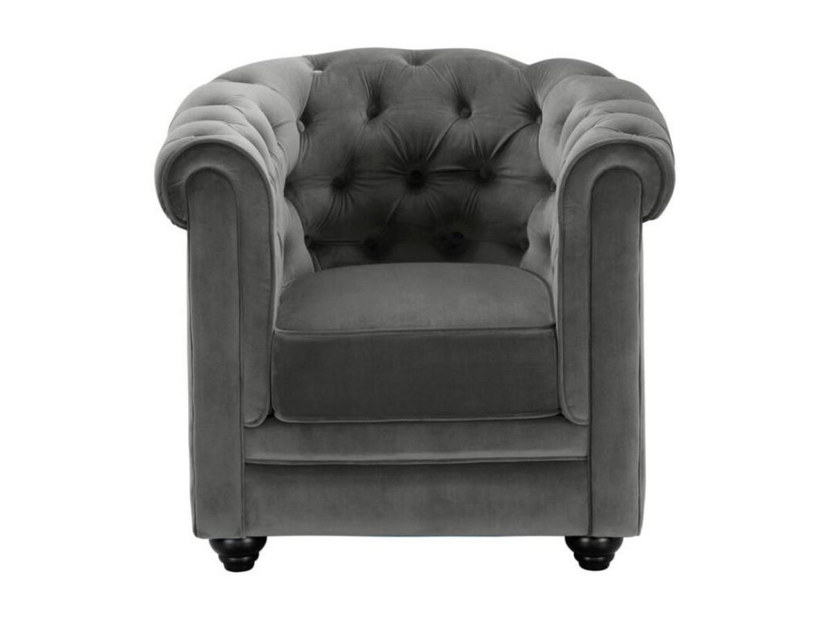 COUCHGARNITUR 3+1 - Samt - Anthrazit - CHESTERFIELD - Anthrazit, Textil (88/72/205cm) - Vente-Unique