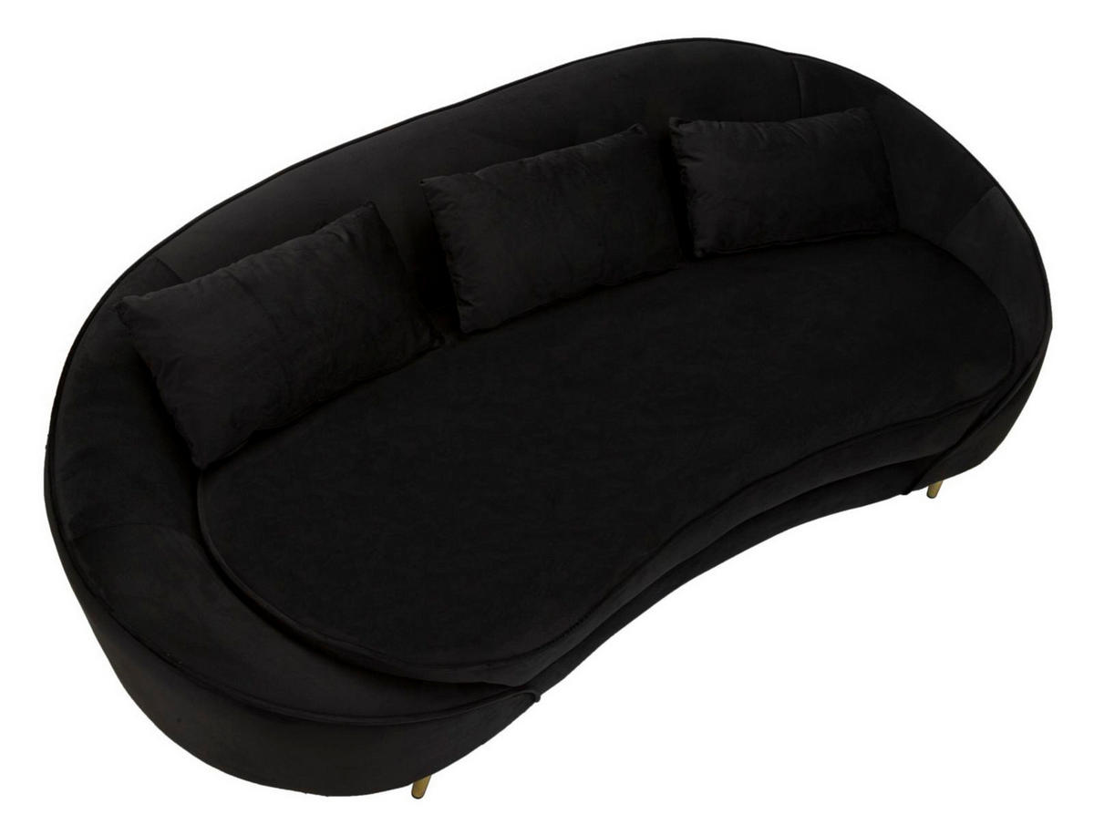 3-SITZER Sofa gepolstert Oslo - Schwarz - Schwarz, Holz/Kunststoff (84/68/185cm) - Pasmara
