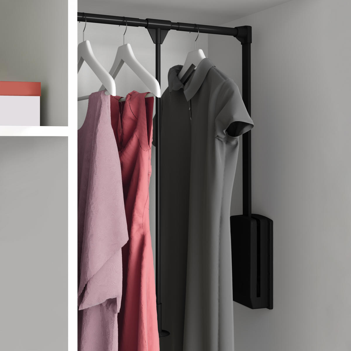 KLEIDERLIFT für Garderoben Hang, 600 - 830, Schwarz, Stahl und Kunststoff 10er-set - Schwarz, Metall (83/85/75cm) - EMUCA