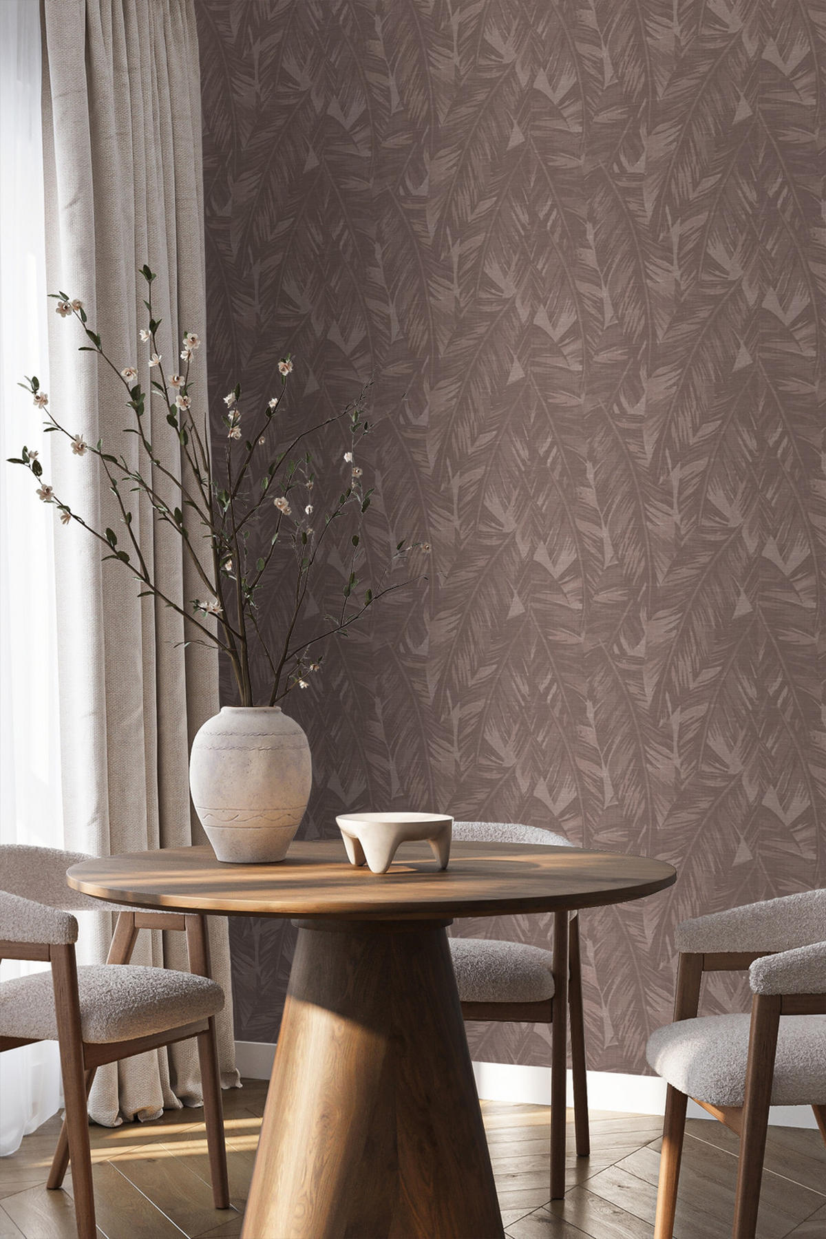 TAPETE Bananenblätter 50 x 900 cm - Lila, Papier (50/900cm) - Origin Wallcoverings