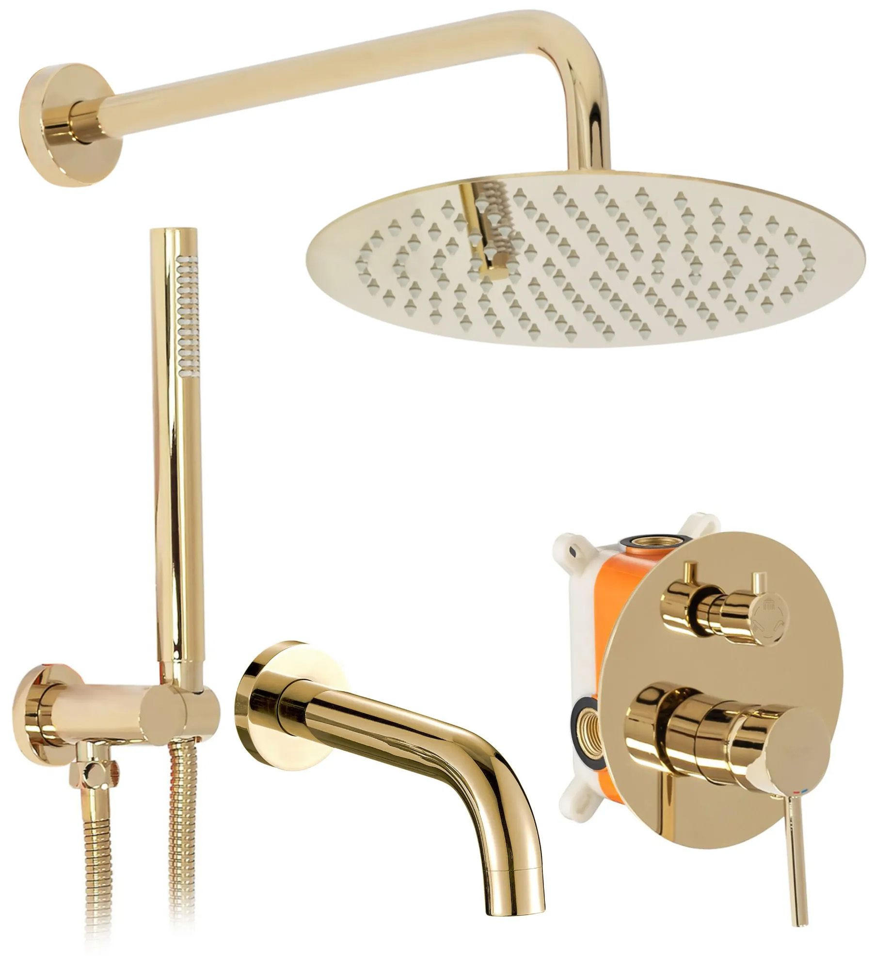UNTERPUTZ Wannen-/duschset Rea Lungo Gold + Ibox - Goldfarben, Metall (16/9/38.5cm) - REA