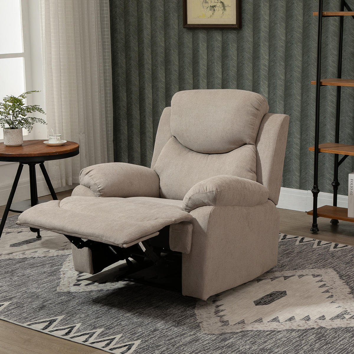 FERNSEHSESSEL, Polyester, Beige - Beige/Schwarz, Textil/Metall (88/102/93cm) - HOMCOM