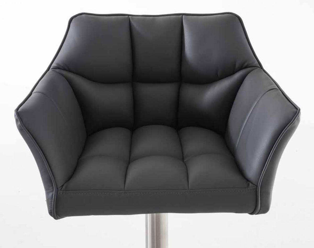 BARHOCKER 2er Set Lederlook Grau - Edelstahlfarben/Grau, Textil/Metall (64/88/45cm) - CLP