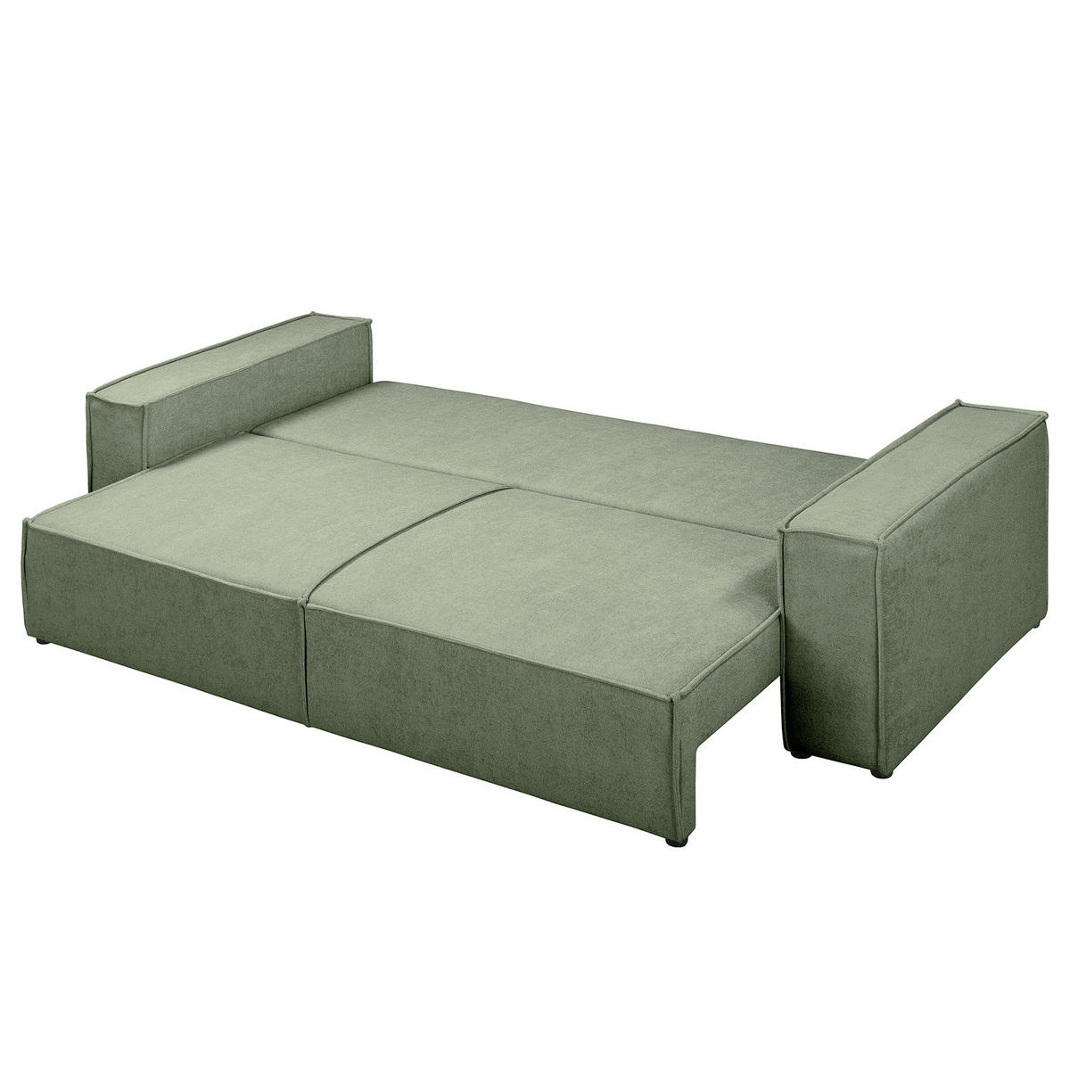 SCHLAFSOFA - Bouclé - Schwarz/Grün, Kunststoff/Textil (255/70/105cm) - home24
