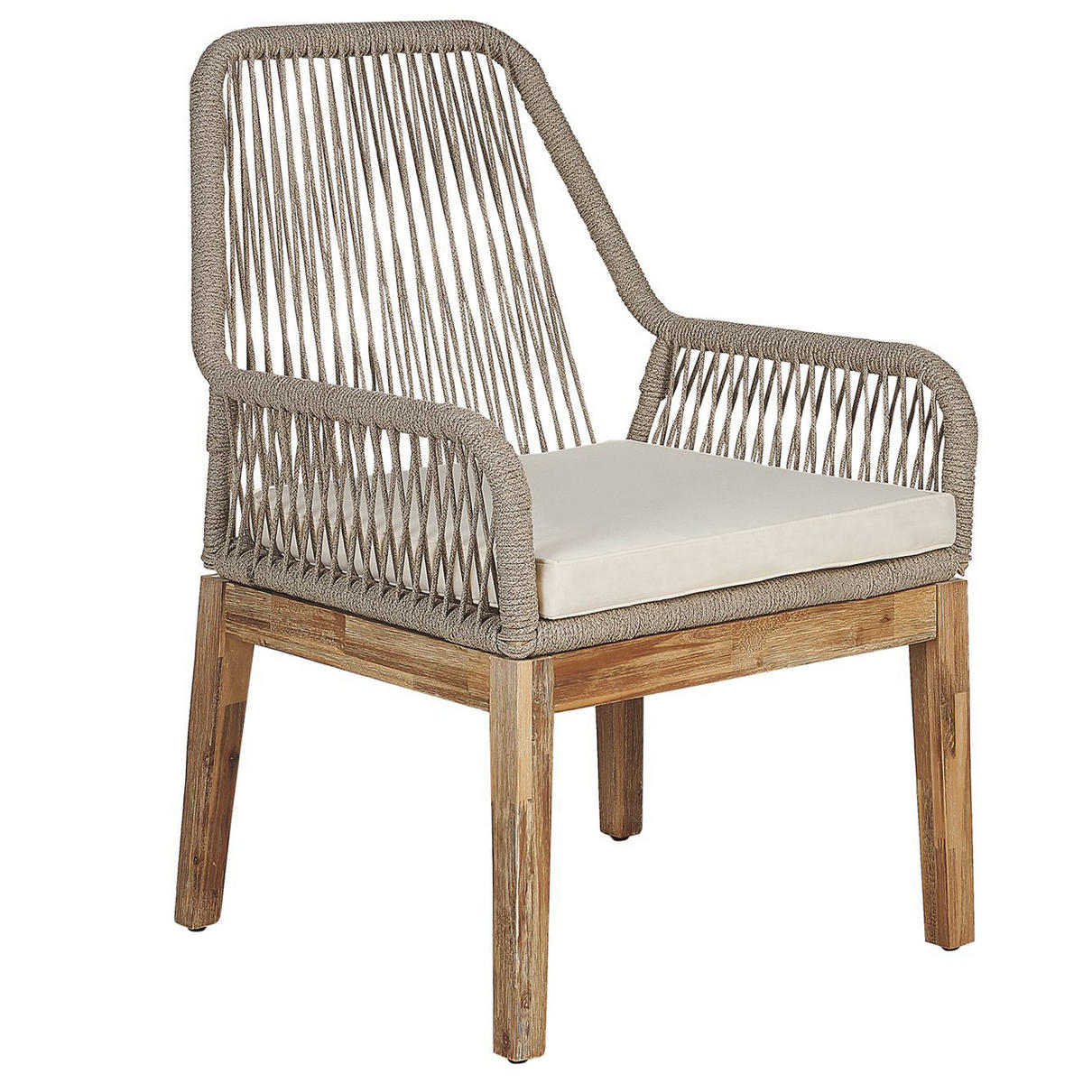 GARTENMÖBEL SET 6-Sitzer Faserzement 200/100 cm weiß/beige Olbia - Hellbraun/Beige, Stein - Beliani