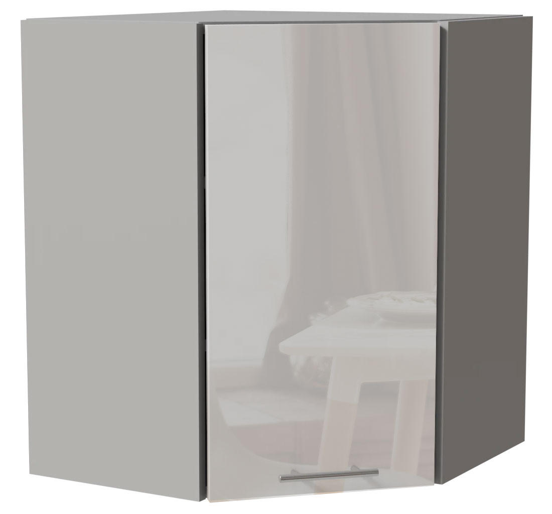 Feldmann-Wohnen Eckhängeschrank Weiß Hochglanz, Grau 60x72x60 cm