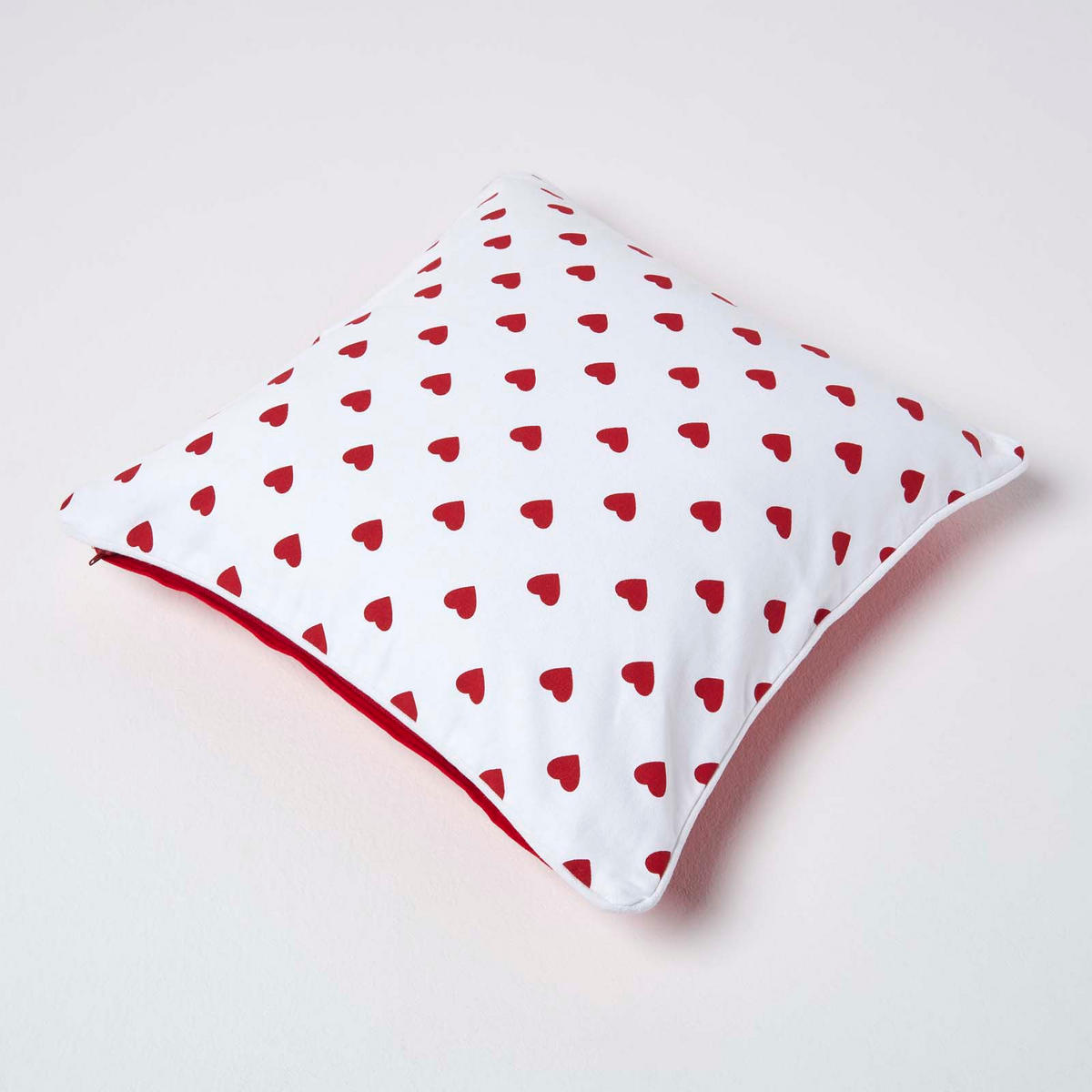 KISSENHÜLLE Herzen 45/45 cm, 100% Baumwolle - Rot, Textil (45/45cm) - Homescapes