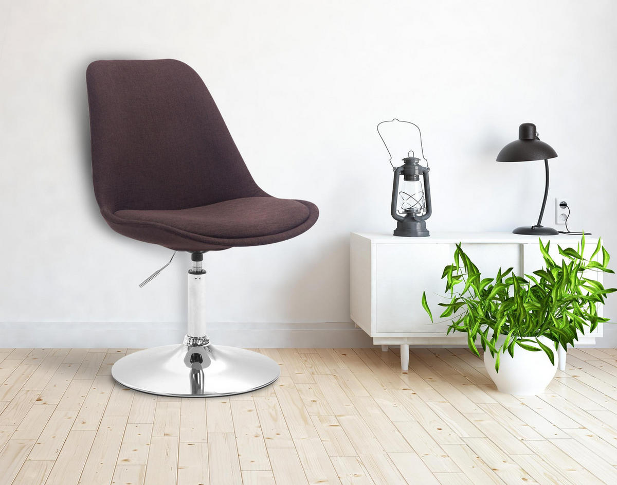 DREHSTUHL Stoff braun - Chromfarben/Braun, Textil/Metall (48/76/57cm) - CLP