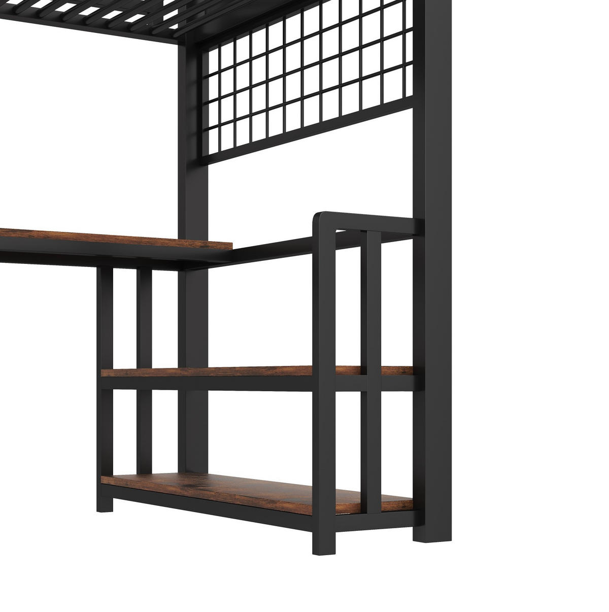HOCHBETT 90/200 cm, Schwarz mit Schreibtisch, LED-Lichtleiste - Schwarz, Metall (90/200cm) - MIVRAY