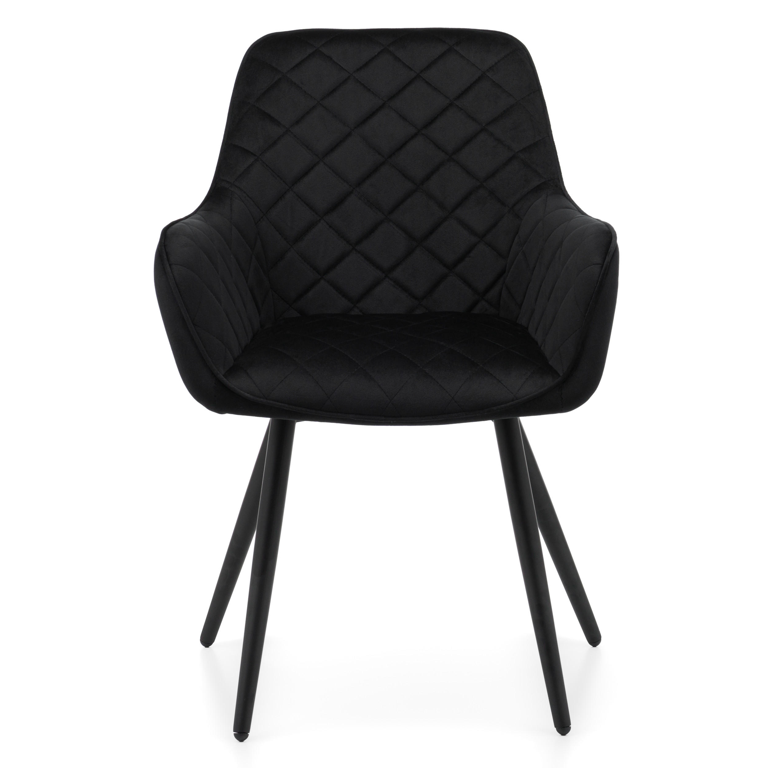 STUHL COLIN gespolsterter mit Steppung - schwarz - Samt Velours - Schwarz, Textil/Metall (58/87/61cm) - NEW HOME