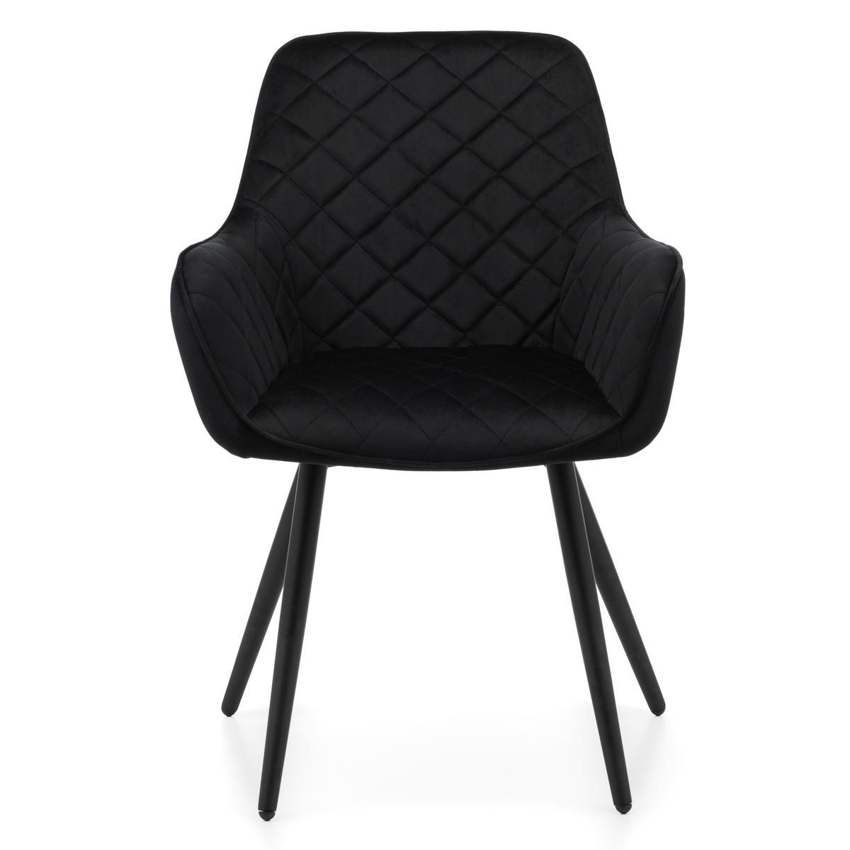 STUHL COLIN gespolsterter mit Steppung - schwarz - Samt Velours - Schwarz, Textil/Metall (58/87/61cm) - NEW HOME