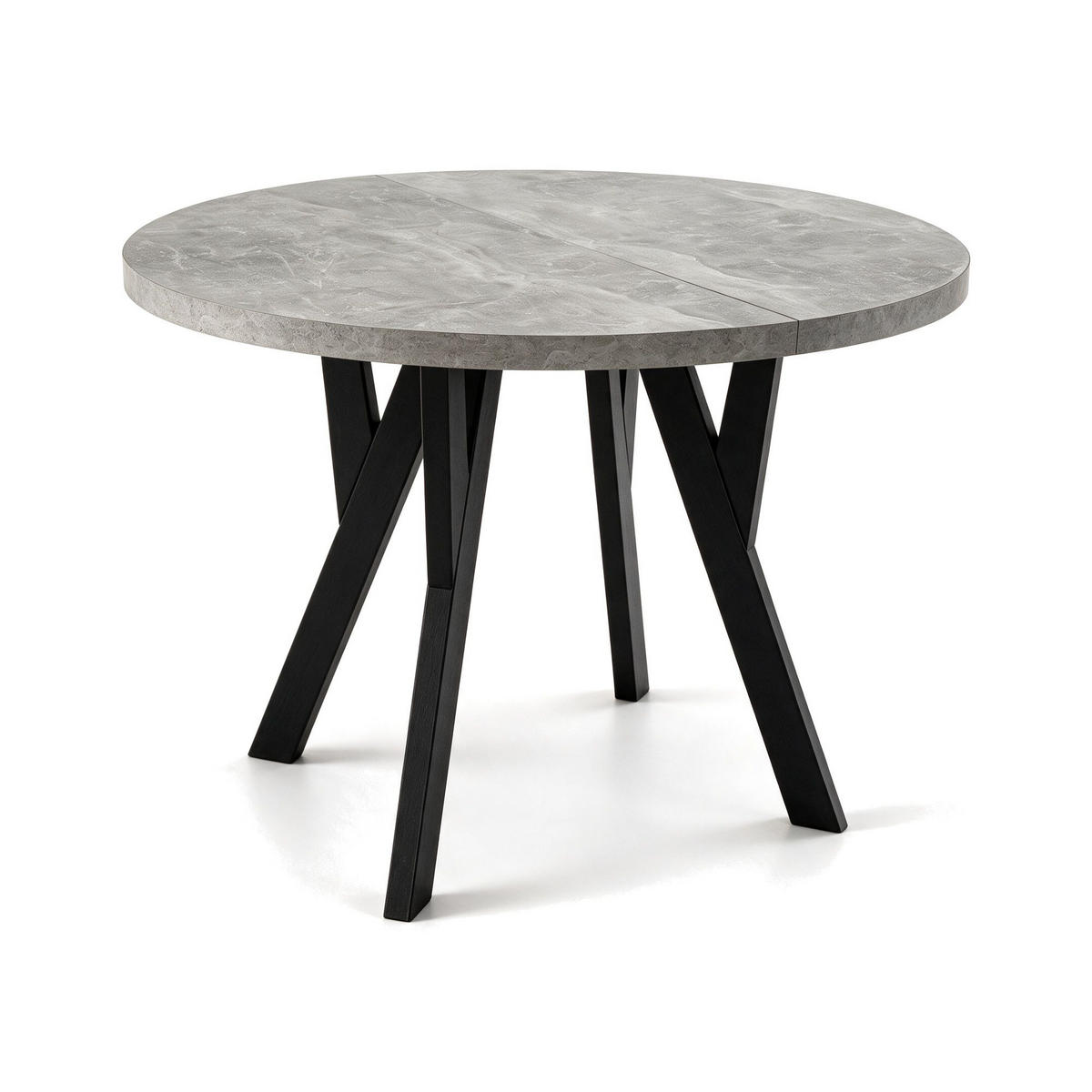 ESSTISCH ausziehbar rund 90-190 cm ATO Beton, Auszugstisch mit Einlegeplatte - Schwarz/Grau, Holzwerkstoff (90/90/77cm) - VENASI MÖBEL