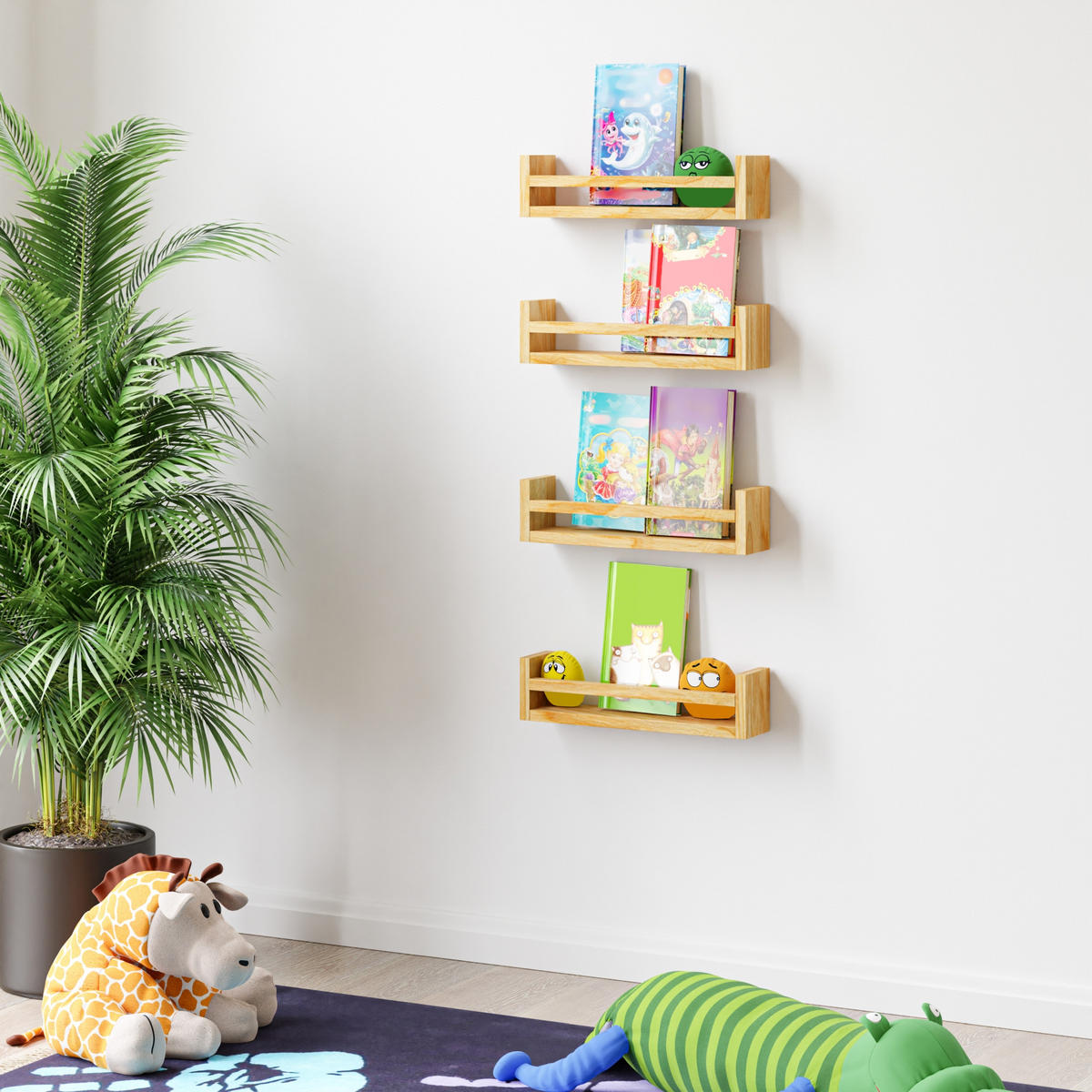 WANDREGAL-SET 4 TLG. Nykarleby - Naturfarben, Holz (44/10/9cm) - [en.casa]