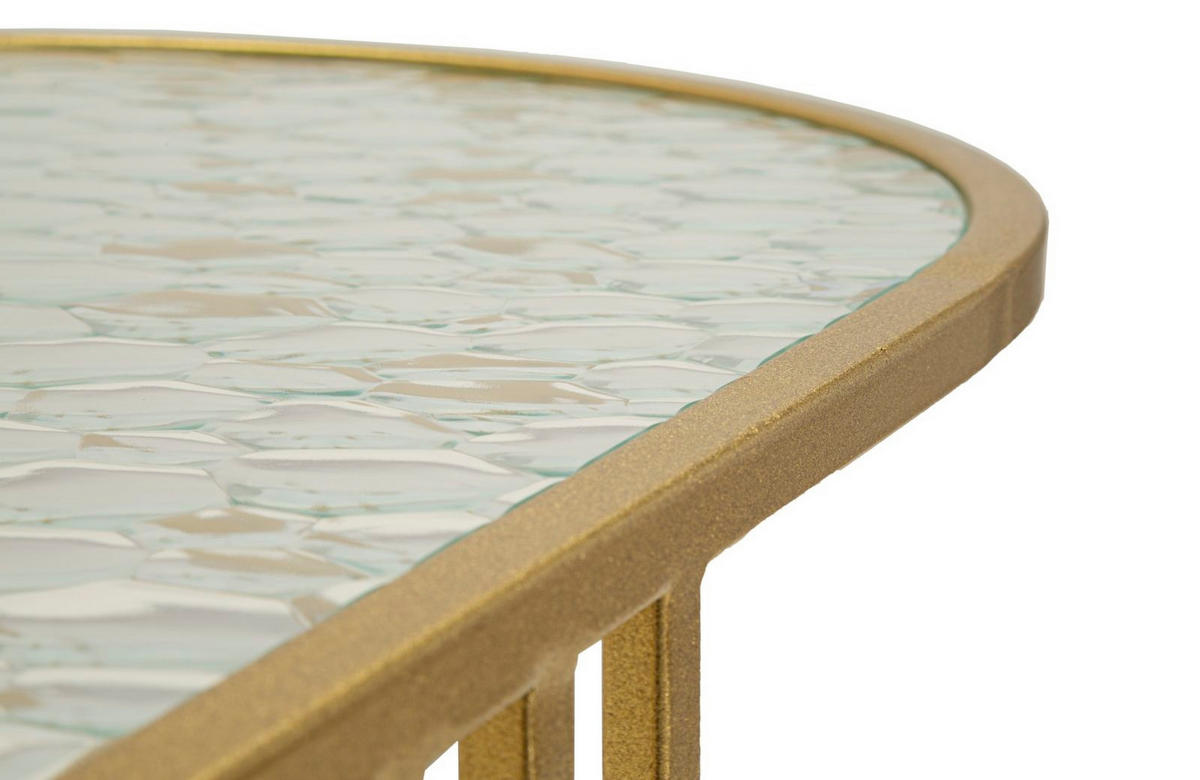 COUCHTISCH Antalia, goldfarben, Eisen und Glas, 90 x 50 x 45 cm - Goldfarben, Glas/Metall (50/90/45cm) - Mauro Ferretti