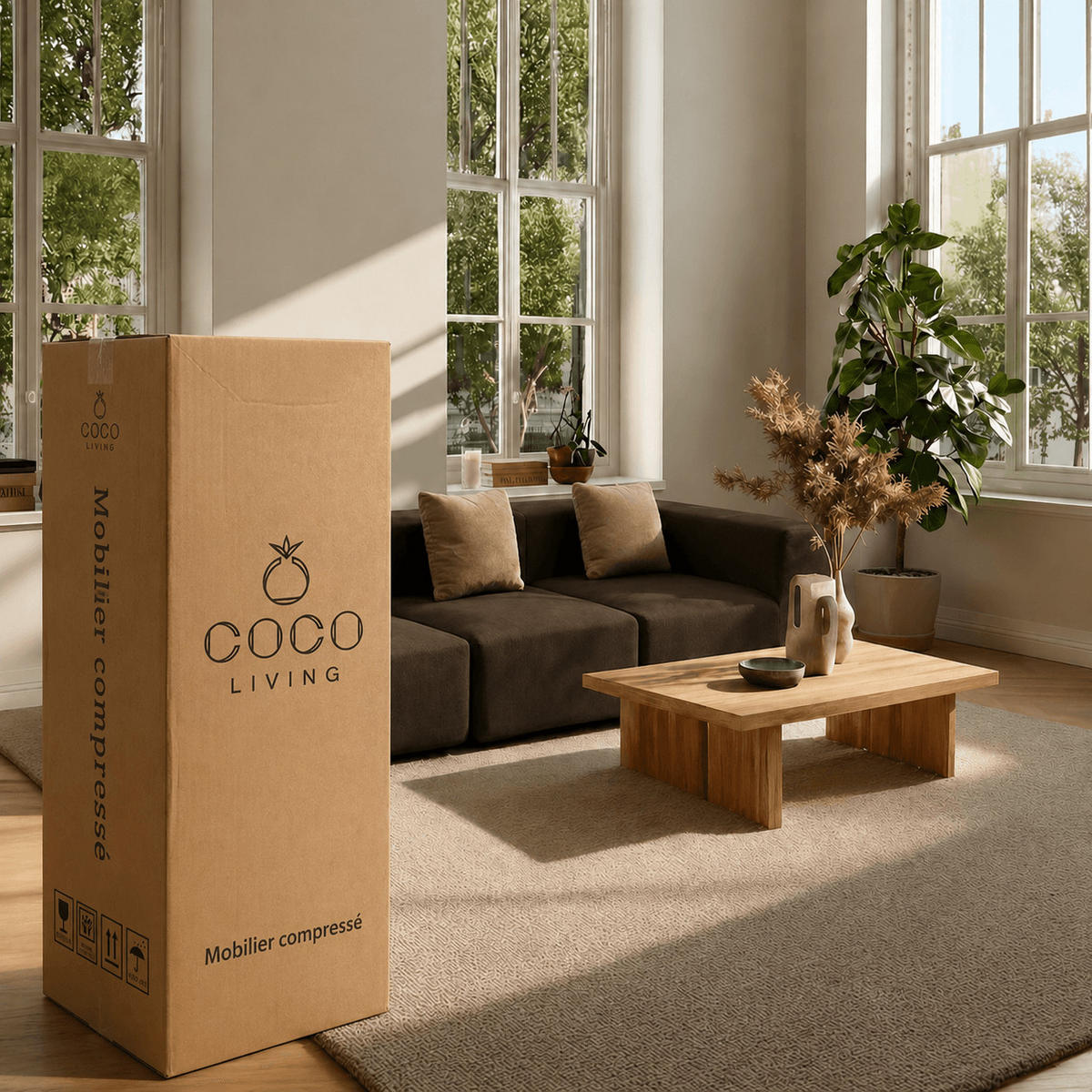 SOFA Pure 3-Sitzer - Braun Sand - Braun, Textil (300/62/100cm) - COCO Living