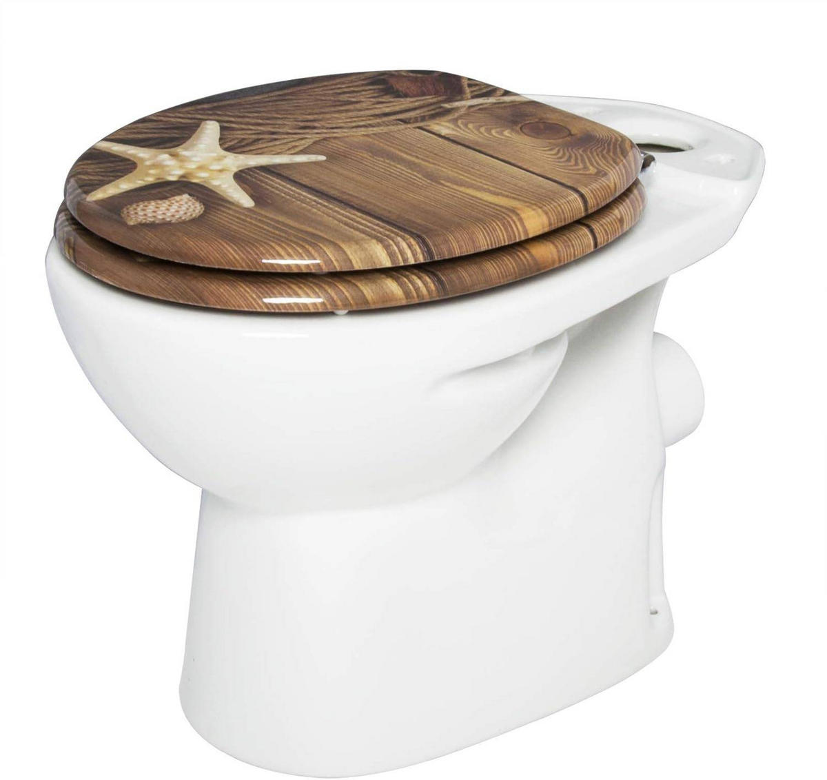 WC SITZ mit Absenkautomatik, MDF Holzkern, Antibakteriell - Braun, Holzwerkstoff (37/2.51/43cm) - Woltu