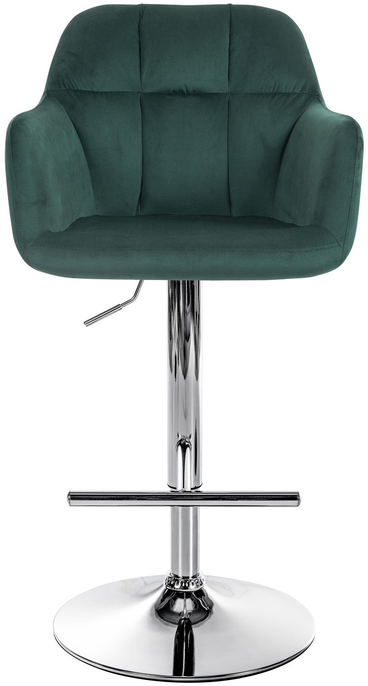 BARHOCKER Samt grün - Chromfarben/Grün, Textil (57/97/59cm) - CLP