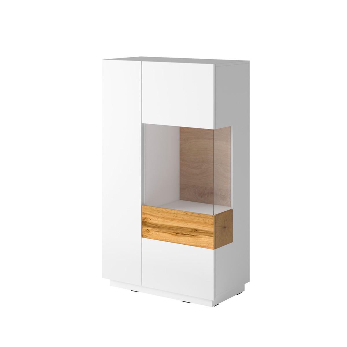 VITRÍNA Andrea Bílá a dřevo - bílá, kompozitní dřevo (80/139/40cm) - Petits-meubles