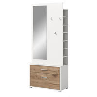 KOMPAKTGARDEROBE weiß, Eiche Nox, Garderobe mit Spiegel 80 x 190 cm - Eichefarben/Silberfarben, Glas/Holzwerkstoff (80/190/38cm) - Inn.Furn