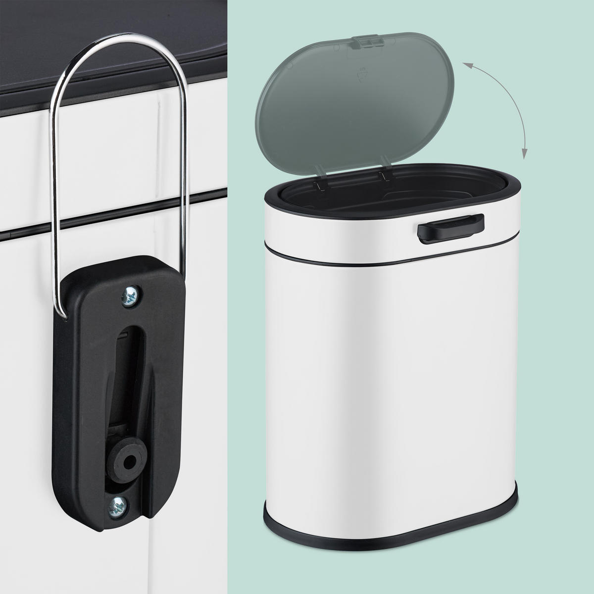 MÜLLEIMER - Weiß, Kunststoff/Metall (24/29.5/19.5cm) - Relaxdays