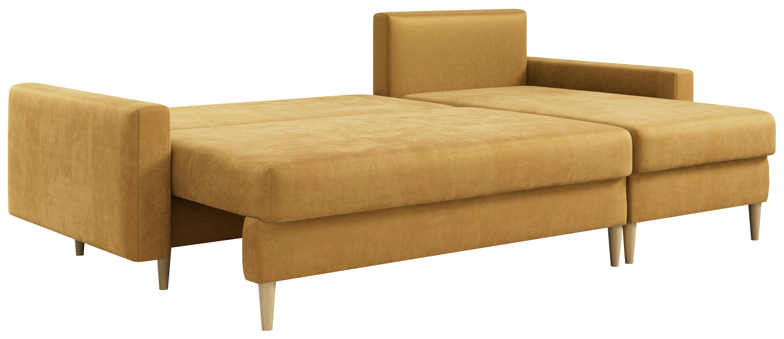 ECKSOFA Lang Velvet Gelb - Gelb/Braun, Holz/Textil (220/140cm) - MKS
