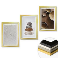 WANDBILDER 3er Set - 20x30 cm Goldrahmen - Texturen in der modernen Kunst - Goldfarben, Kunststoff (20/30cm) - ArtPrintCave