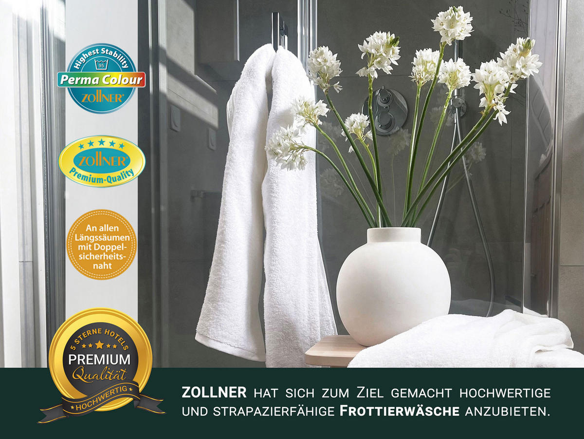 DUSCHTÜCHER, 3er-Set, 70x140 cm, 100% Baumwolle, Weiß - Weiß, Textil (70/140cm) - Zollner