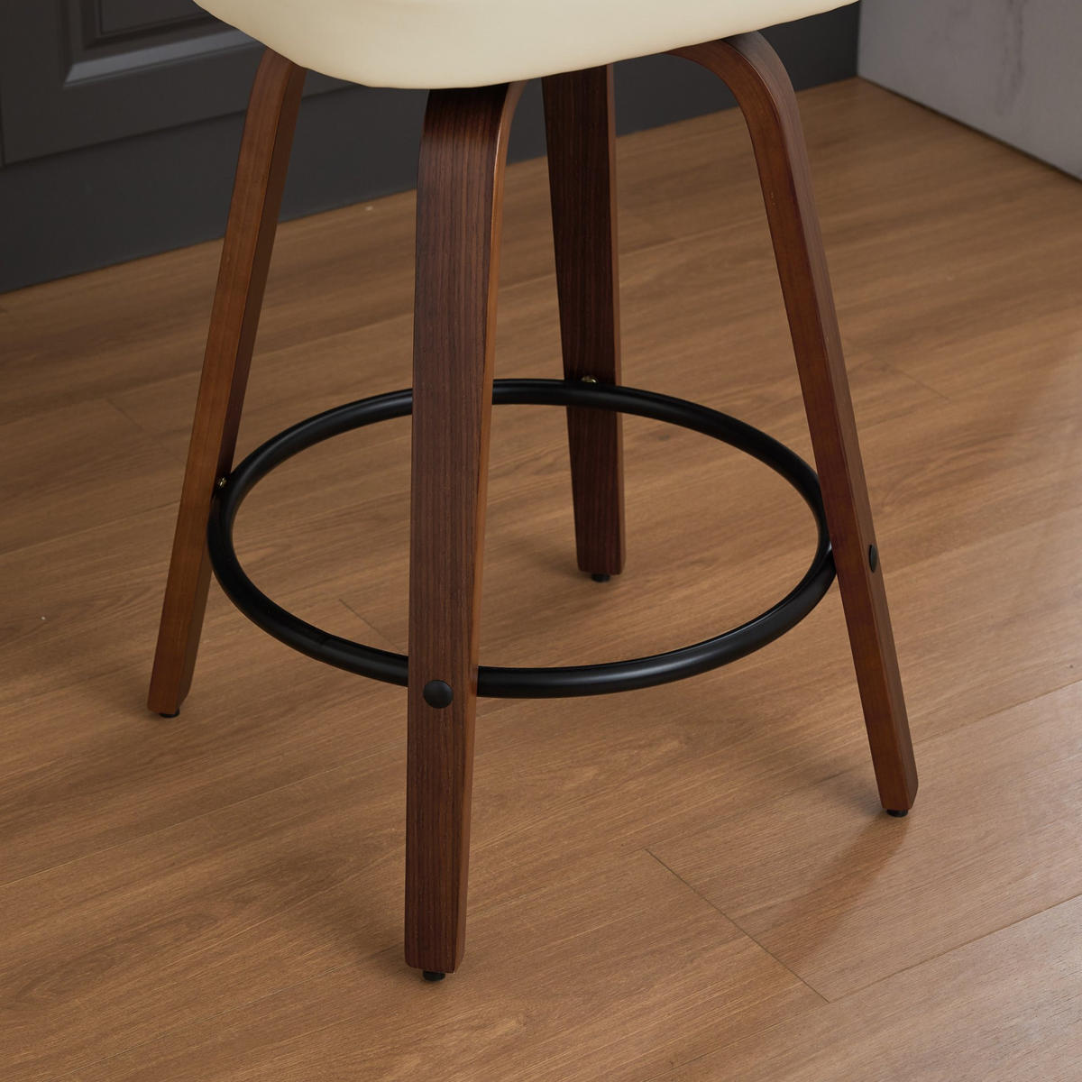 BARHOCKER 2er-Set,Drehstuhl,360° drehbar,PU-Leder,Beige - Beige, Holz (42/90/56cm) - LVHOM