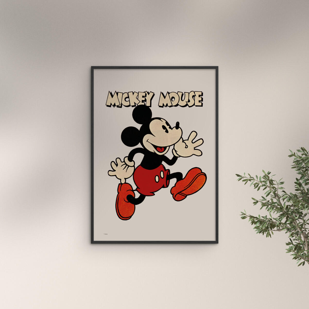 POSTER mit Rahmen Disney - Disney - Mickey Mouse Vintage No. 01 - Beige/Schwarz, Holz/Papier (30/40cm) - Poster&Frame