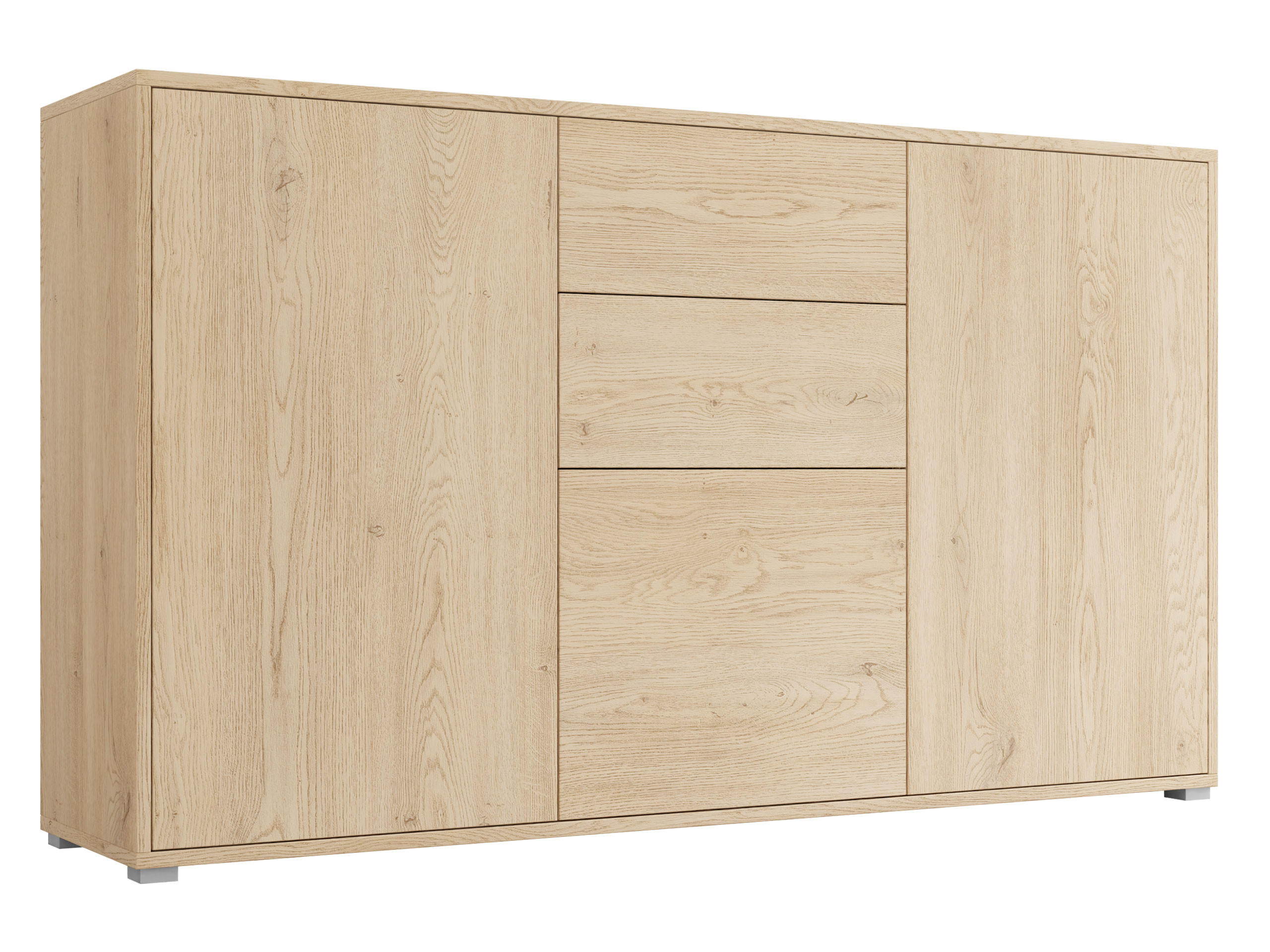 KOMMODE Gesita K3D2SZ - Eichefarben/Silberfarben, Holzwerkstoff/Kunststoff (141/93/41cm) - MIRJAN24