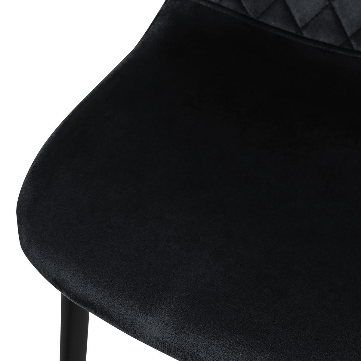 STUHL Samt Schwarz 4er Set - Schwarz, Metall (51/89/44cm) - ML-DESIGN