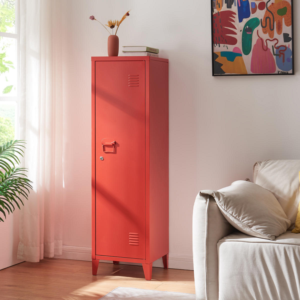 EINZELSPIND Kurikka - Rot, Metall (38/137/38cm) - [en.casa]