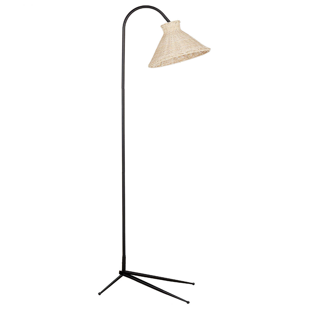 STEHLAMPE Naturfarben/Schwarz Kerian - Schwarz/Naturfarben, Naturmaterialien (63/46/148cm) - Beliani