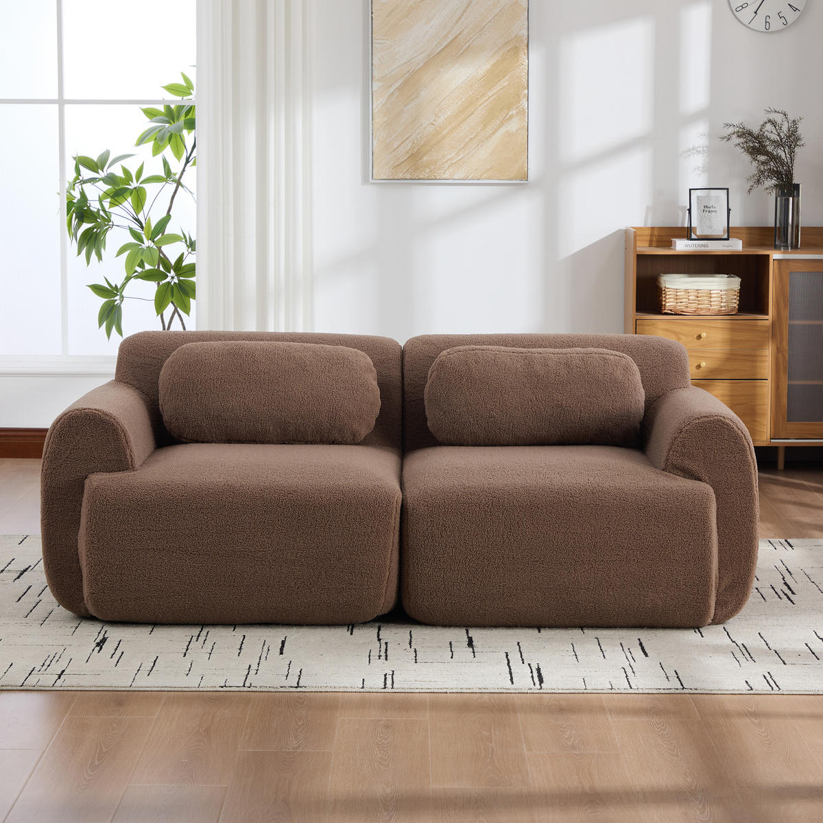 2-SITZER SOFA Chenille Camel ohne Montage - Orange, Textil (189/71/91cm) - WISHDOR