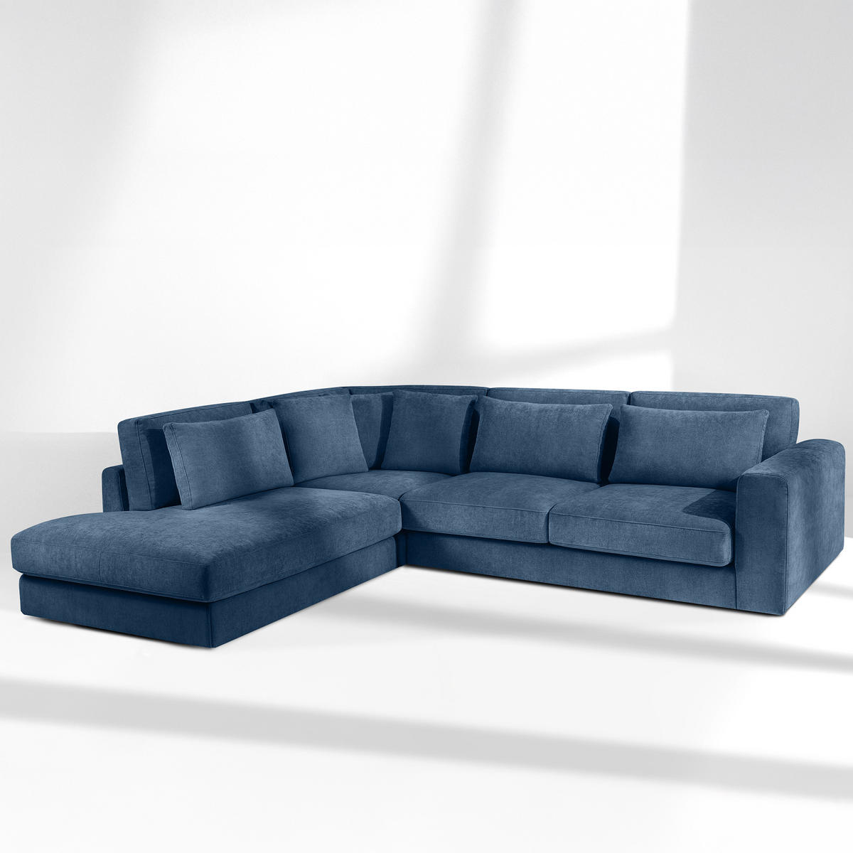 ECKSOFA links VERUS - Dunkelblau, Holz/Holzwerkstoff (297/248cm) - KONSIMO®
