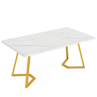 SCHREIBTISCH multifunktional Holzwerkstoff Metall Weiß Gold - Weiß, Metall (140/80/75cm) - Meubliv
