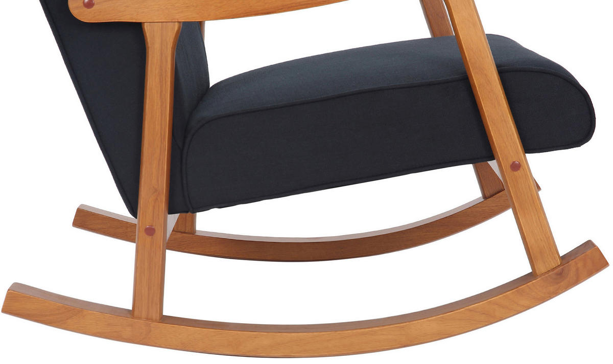SCHAUKELSTUHL Morello Stoff, Gestell Kautschukhokz Walnuss Schwarz - Walnussfarben/Schwarz, Holz/Textil (67/82/92cm) - TPFLiving