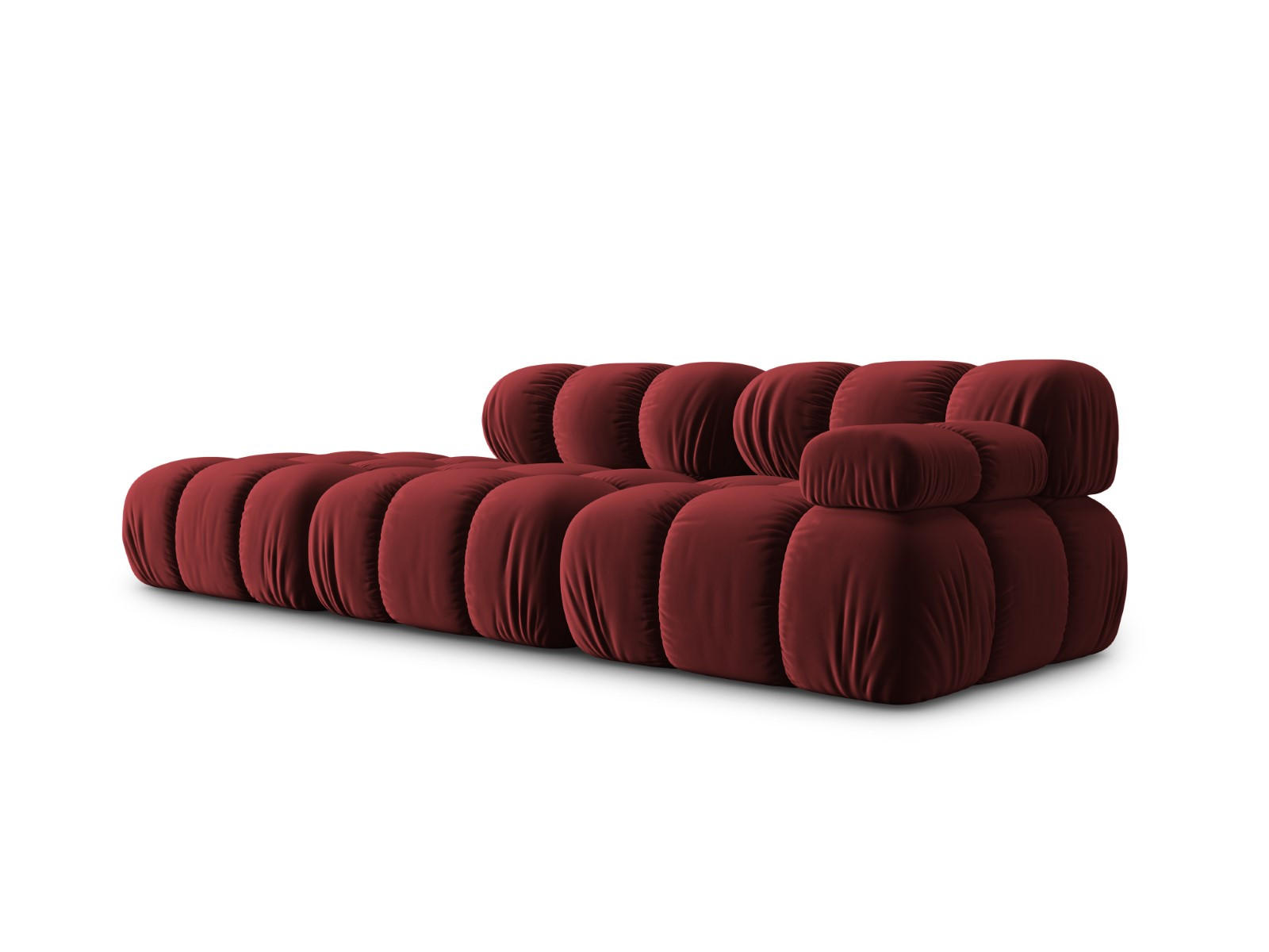 MODULARES-SOFA links Bellis aus Samt dunkelrot 4 Sitzplätze - Dunkelrot, Textil (94/63/282cm) - Micadoni