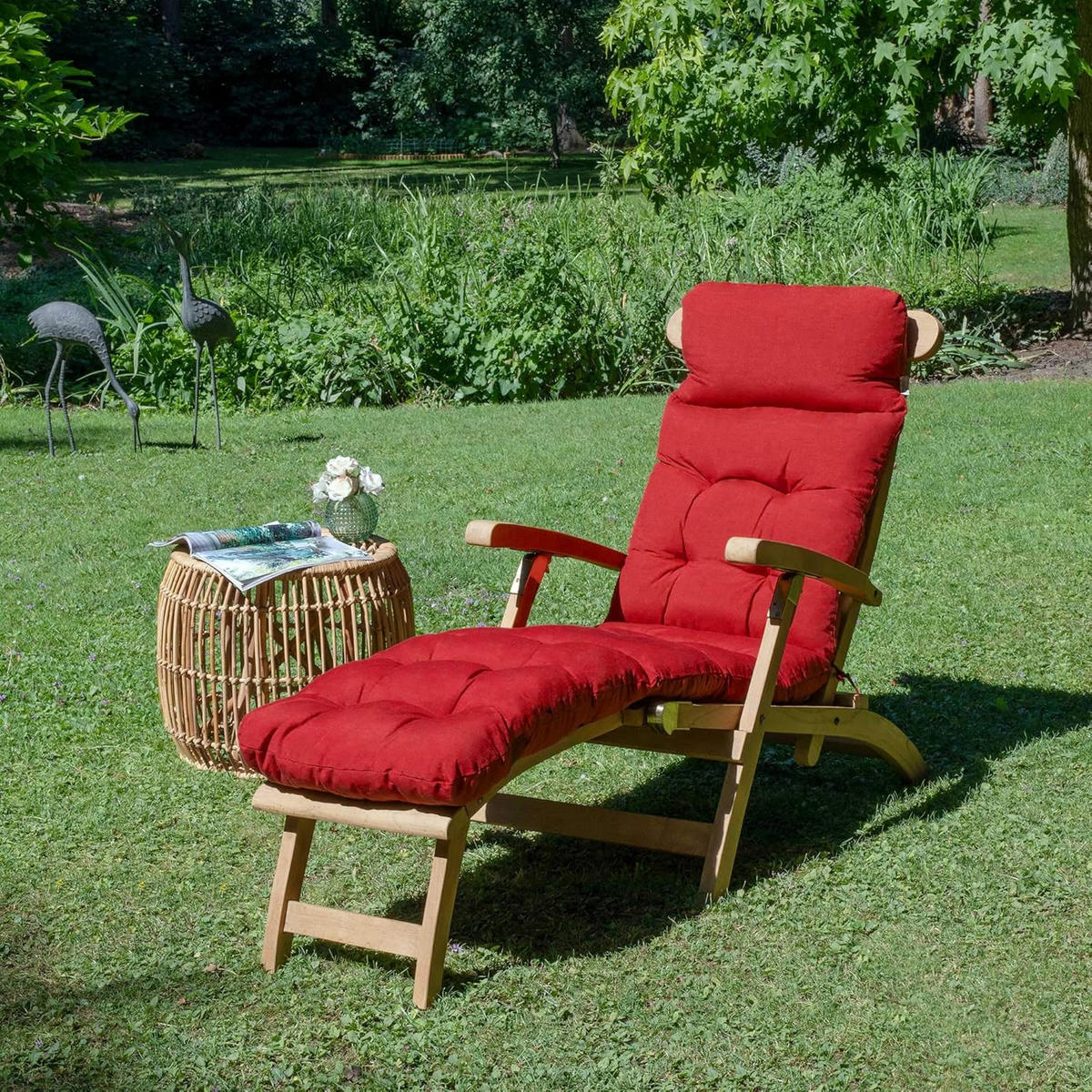 DECKCHAIRAUFLAGE Flair DC 200x50x8cm Rot (2tlg) - Rot, Textil (50/8/200cm) - Beautissu 