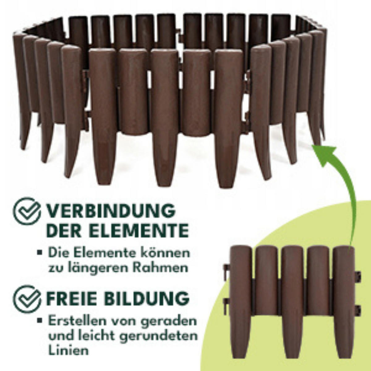 RASENKANTE 10-er Set Kunststoff Braun - Braun, Kunststoff (5/15/28cm) - KRUMAD
