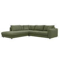 ECKSOFA mit Ottomane - Schwarz/Grün, Holz/Kunststoff (267/254cm) - home24