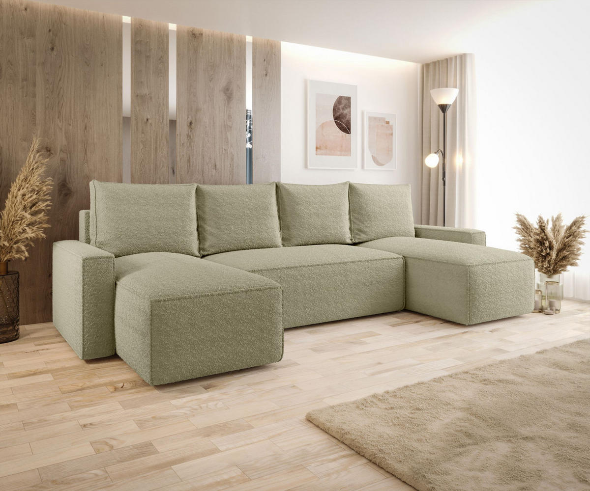 WOHNLANDSCHAFT mit Schlaffunktion SAVIO U Quelle 06 - Beige, Textil (300/75/140cm) - Bedante
