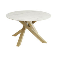 TISCH ohne Ausziehfunktion - 4 -Sitzer - Keramik - weiß, goldfarben - LENUMIA - Weiß, Keramik (130/130/76cm) - Vente-Unique