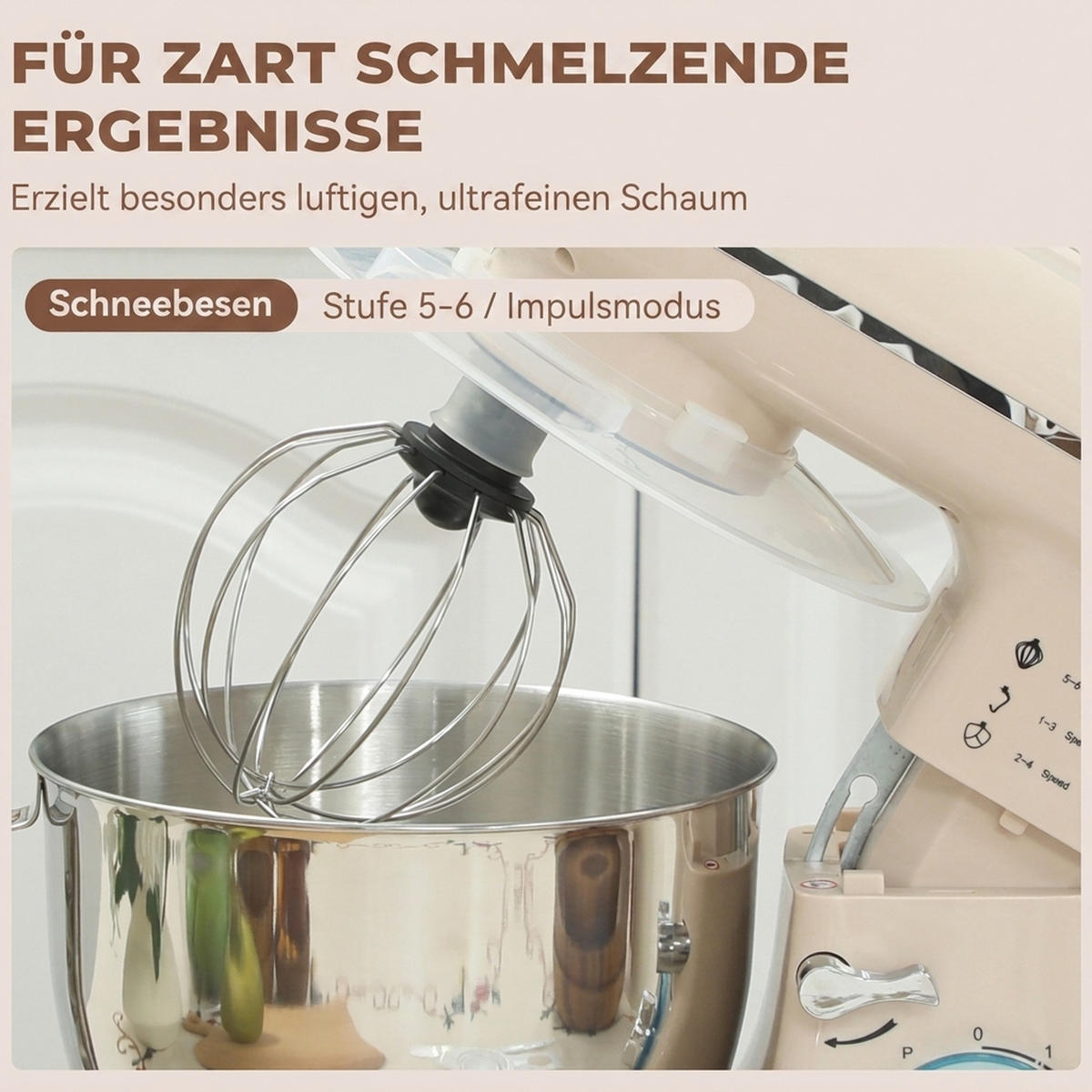 KÜCHENMASCHINE Edelstahl Kunststoff Beige - Edelstahlfarben/Beige, Kunststoff/Metall (22/29/35cm) - HOMCOM