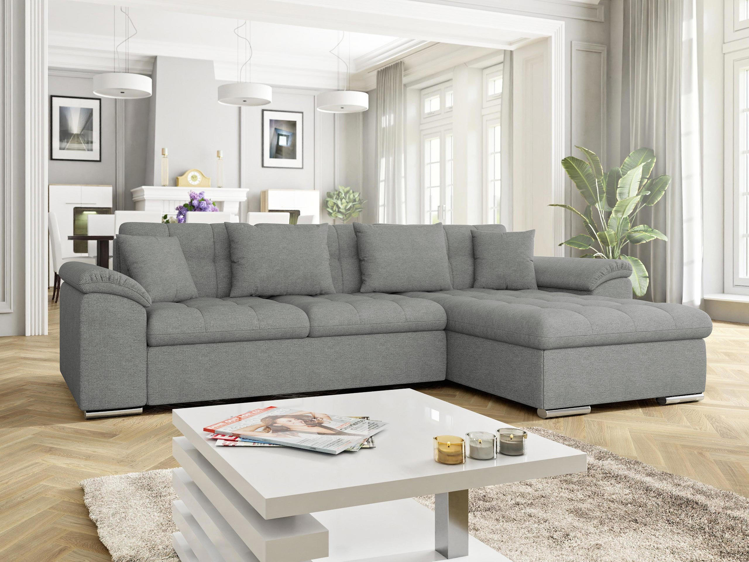 ECKSOFA Diana, Seite: Rechts - Alufarben, Holz/Textil (280/160cm) - MIRJAN24
