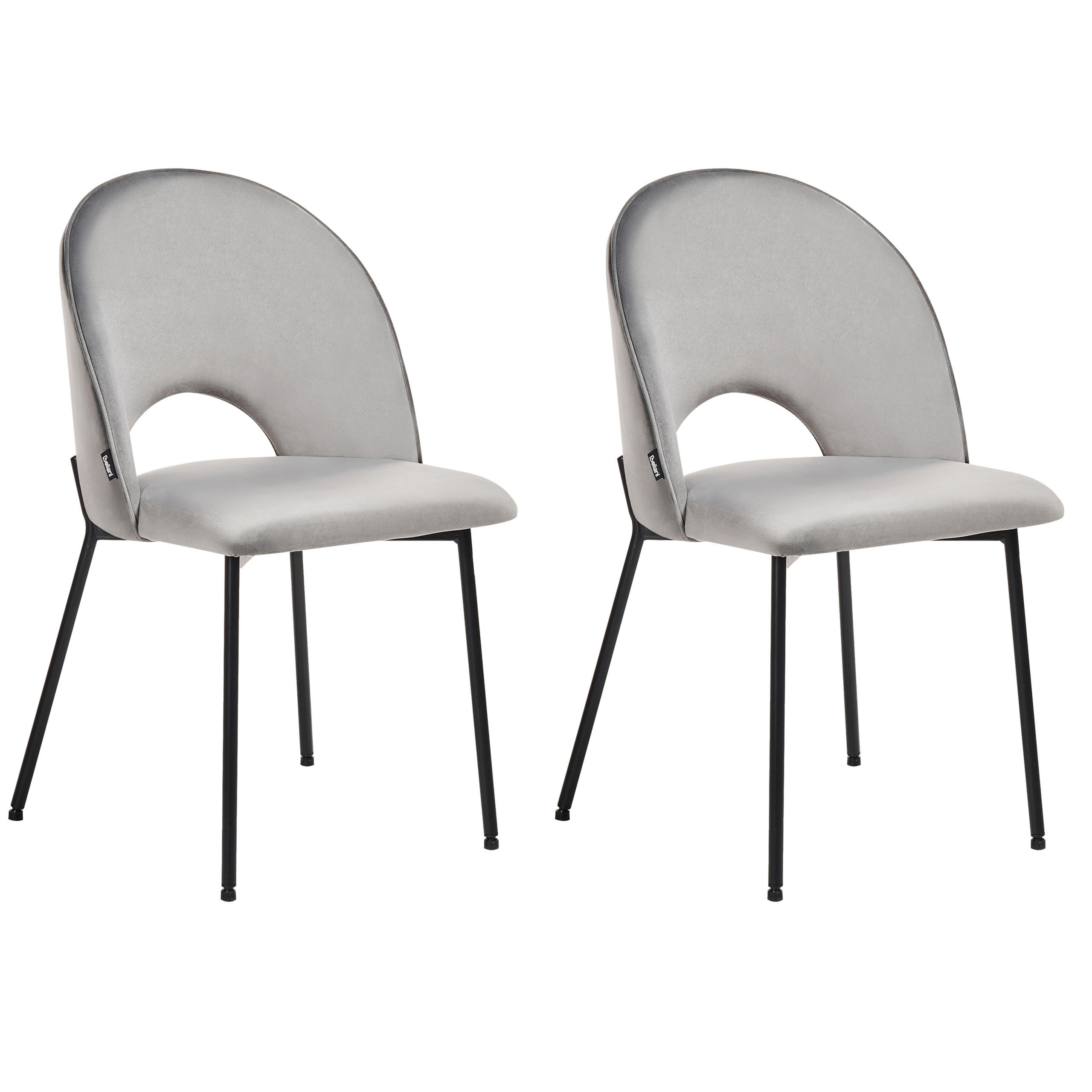 JÍDELNÍ ŽIDLE sada 2 ks Sametová látka Šedá Covelo - šedá, kov/textil (46/83/53cm) - Beliani